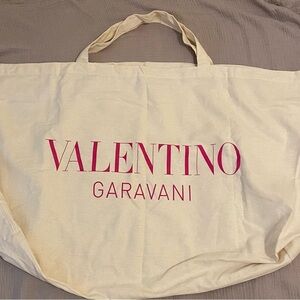 Valentino Garavani Cream Tote Bag with Bold Branding